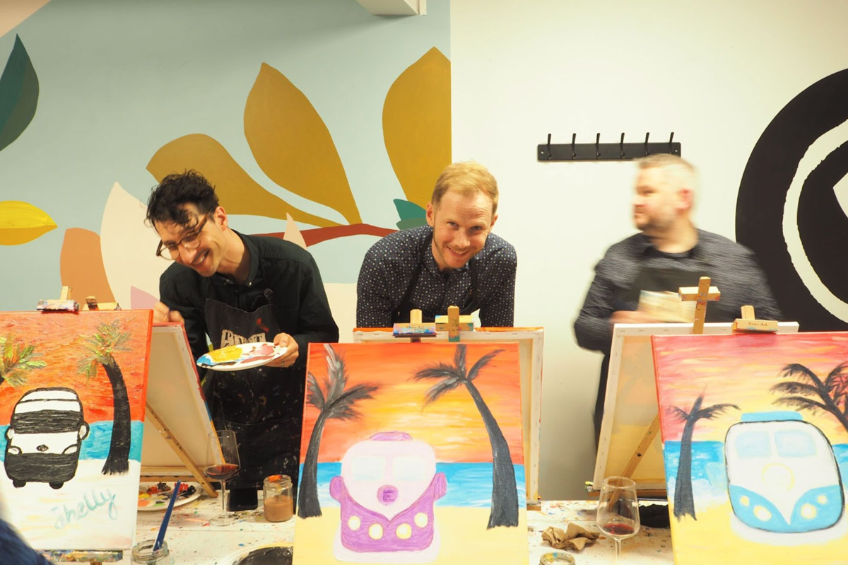 CAPS team painting at Pinot & Picasso